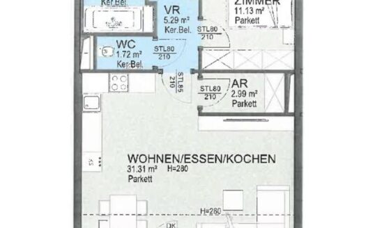 2 Zimmer Dachgeschoßwohnung mit Balkon inkl. Garage